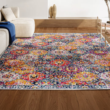 Modern Persian Boho Vintage Trellis Area Rug
